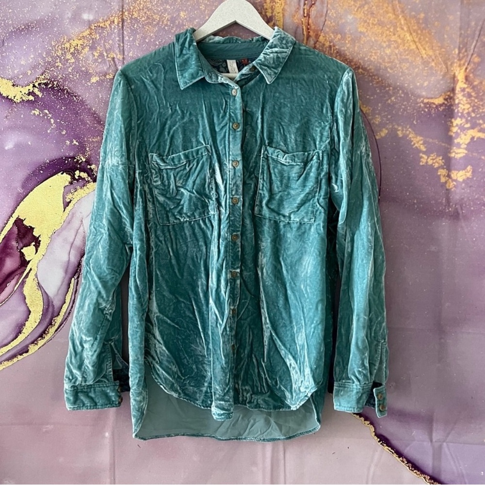Anthropologie Pilcro Velvet Button Down Long Sleeve Shirt 16